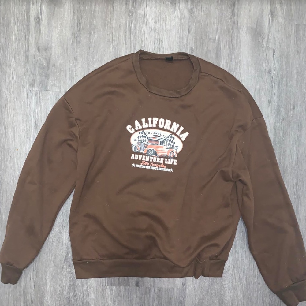 SHEIN Brown California Oversized Sweatshirt: SIZE L